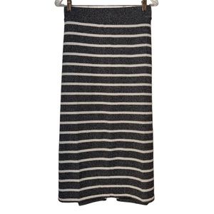 Gap Gray and White Striped Midi Sweater Skirt